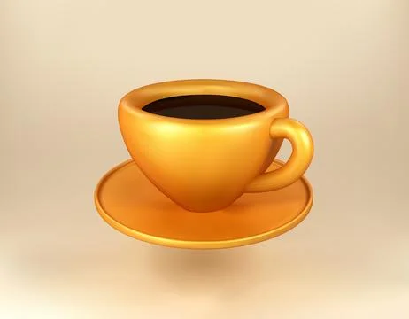 Cup of coffee isolated vector 3d icon. cup of coffee 3d illustration. Stock Illustration
