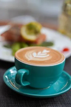 A cup of Coffee Latte on the table Stock Photos