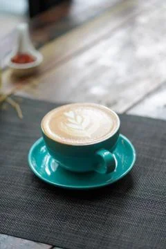 A cup of Coffee Latte on the table Stock Photos
