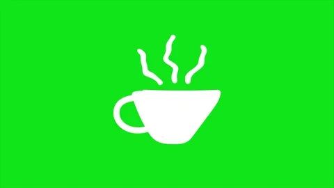 Cup of coffee looping animation on green background Stock Footage 340084359