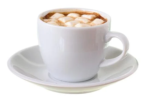 Cup of coffee with marshmallows isolated Stock Photos