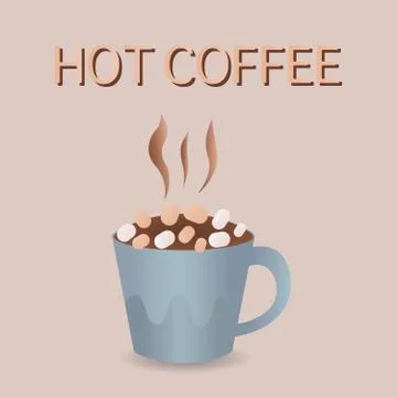 Cup of coffee with marshmallows vector illustration, icon design Stock Illustration