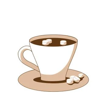 Cup of coffee with marshmallows. Vector object for creating a menu of Stock Illustration