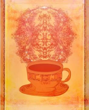 Cup of coffee - menu coffee shop , raster Stock Illustration