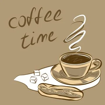 Cup of coffee for menu.Vector illustration. Illustrazione stock