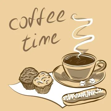 Cup of coffee for menu.Vector illustration. Stock-Illustration