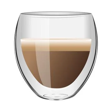 Cup of coffee with milk foam isolated on white background. Stock Illustration