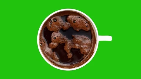 Cup of coffee moving down on the green screen Stock Footage 270038597