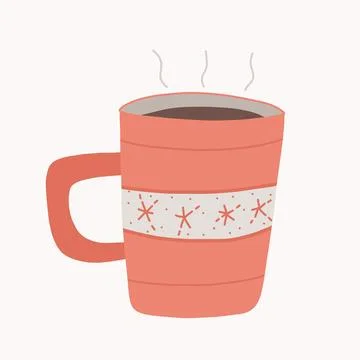 Cup with coffee. Mug with cocoa. Warm drink in a glass. Hand draw style Stock Illustration