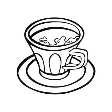 Cup, coffee mug line isolated on white background. manual. vector Stock Illustration