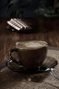 Cup of coffee. mysterious light Stock Photos