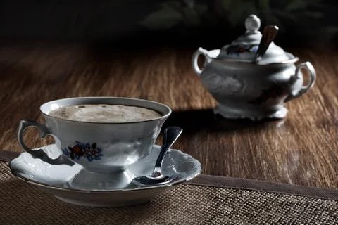 Cup of coffee. mysterious light Stock Photos