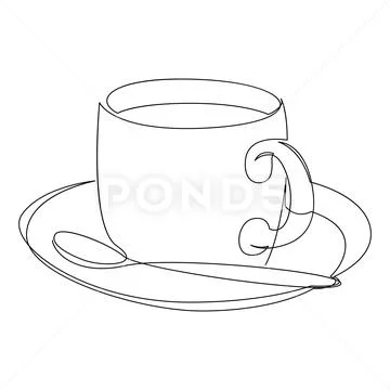 Tea cup on plate line style icon design Royalty Free Vector