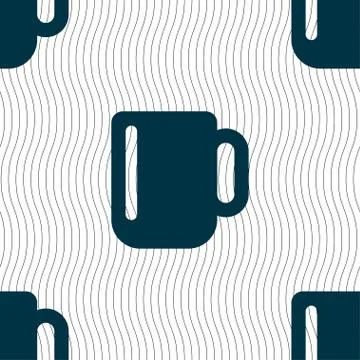 Cup coffee or tea icon sign. Seamless pattern with geometric texture. Vector Illustrazione stock