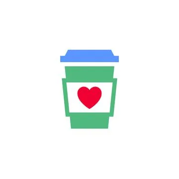 Cup coffee or tea icon or Valentines day symbol Stock Illustration