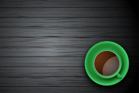 Cup of coffee or tea on the table dark wood Stock Illustration