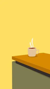 A cup of coffee or tea on table suitable for cozy background Stock Illustration