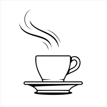 Cup of coffee or tea. Vector illustration of hot drink. Logotype for coffee.. Stock Illustration