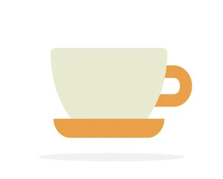 Cup of coffee with orange saucer vector flat isolated Stock Illustration