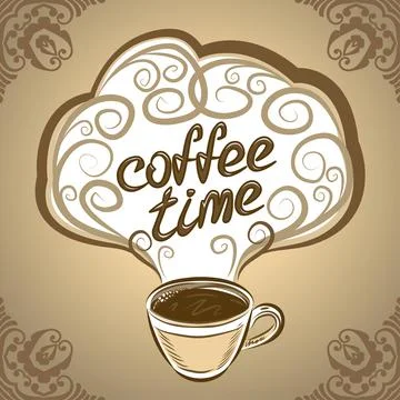 Cup of coffee with ornaments elements. Vector Illustration. Stock Illustration