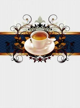 Cup of coffee with ornate elements Stock Illustration