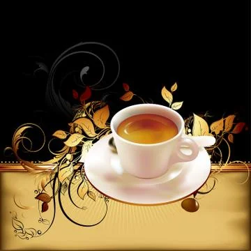 Cup of coffee with ornate elements Illustrazione stock
