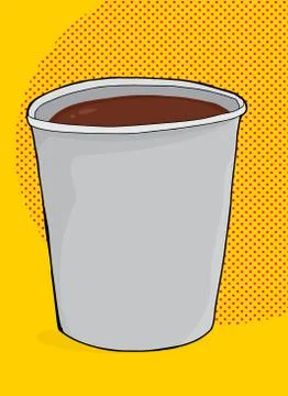 Cup of Coffee Over Yellow Stock Illustration