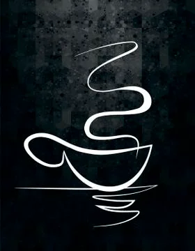 A cup of coffee with a pair of linear drawings Stock Illustration