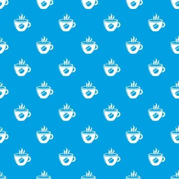 Cup coffee pattern vector seamless blue イラスト素材