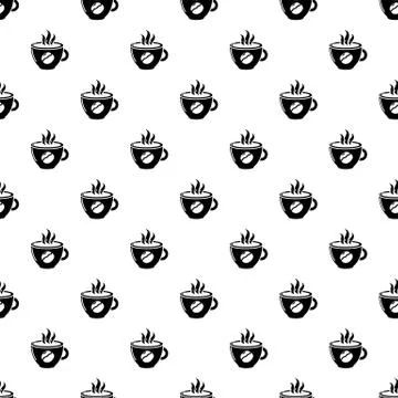 Cup coffee pattern vector seamless Illustrazione stock