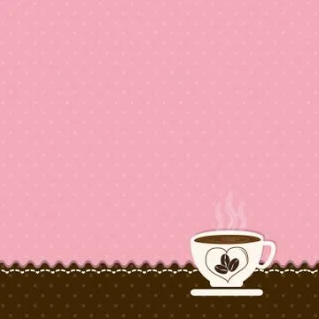 Cup of coffee on pink background Stock Illustration