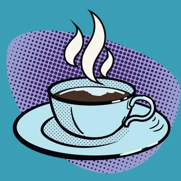 Cup of coffee pop art style vector Stock Illustration