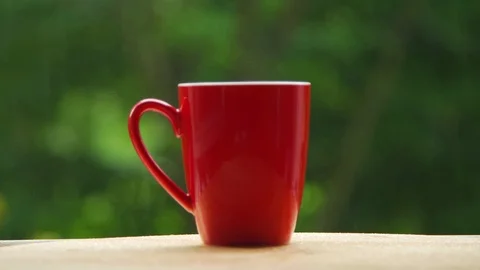 Cup of coffee on a rainy day Stock Footage 100066394