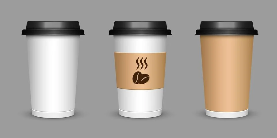 A cup of coffee. Realistic illustration of a cup of cappuccino tea. Mock up 3 Stock Illustration