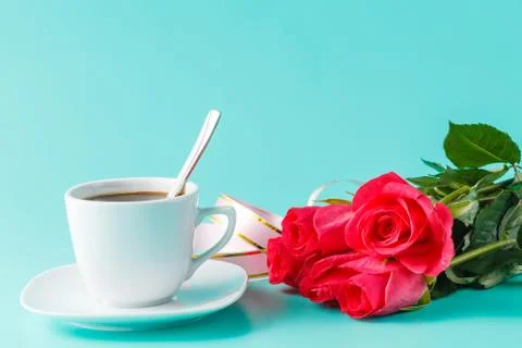 Cup of coffee with rose Foto stock