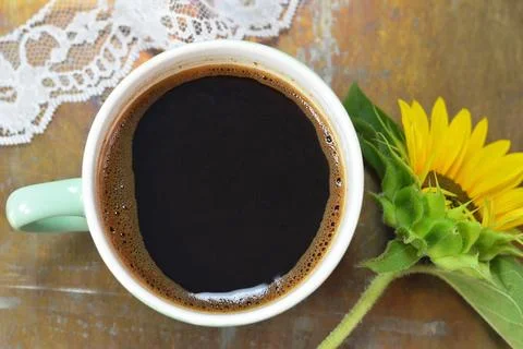 Cup of coffee on rusty background Stock Photos