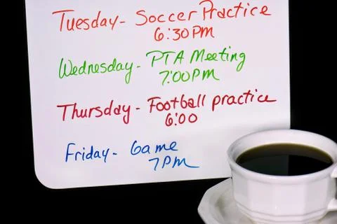 Cup of coffee with schedule Stockfoto's