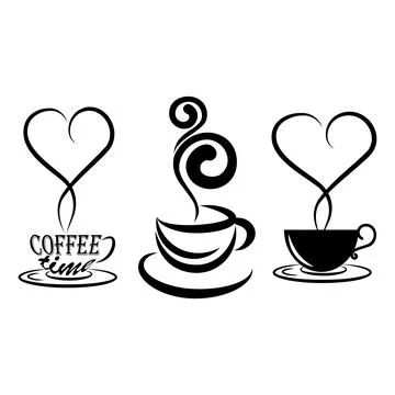 Cup of coffee. Set of editable vector clipart. EPS10 Stock Illustration