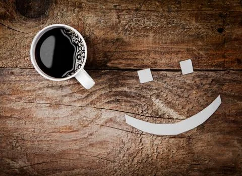 Cup of coffee with a smiling face Stock Illustration