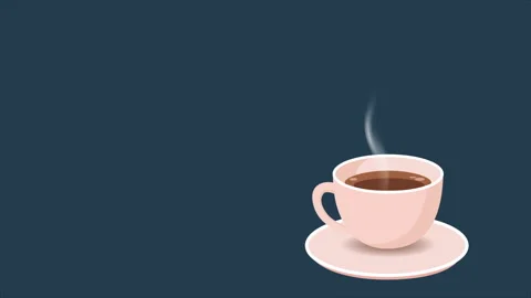 Cup of coffee with smoke on a blue background. time for coffee Vídeos de archivo 249281812