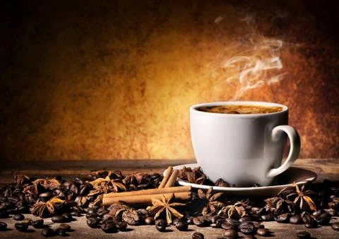 Cup of coffee with spices Stock Photos