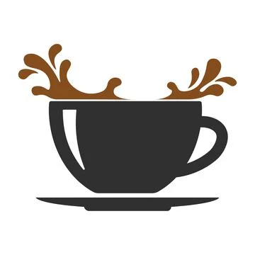 Cup of coffee with splashes Illustrazione stock