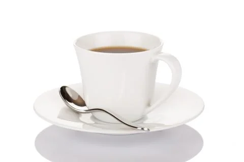 Cup of coffee with spoon Stock Photos