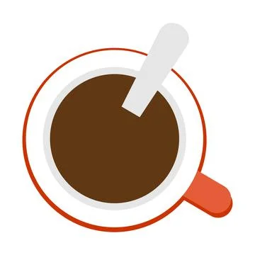 Cup Of Coffee With Spoon Top View Icon Stock Illustration