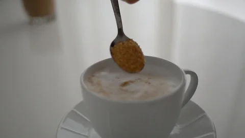 Cup of Coffee. Stirring with spoon. Close up of a beautiful coffee. Stirring Stock Footage 101463810
