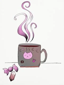 Cup of coffee with sweets Stock Illustration