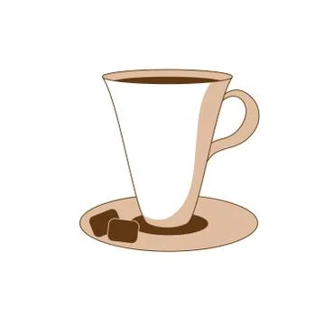 A cup of coffee with sweets. Vector object for creating a menu of restaurants Stock Illustration