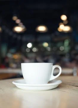 Cup with coffee on the table. Concept and idea for resting time Foto stock