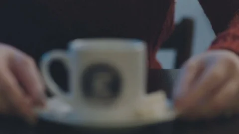 Cup of coffee on the table Stock Footage 76959572