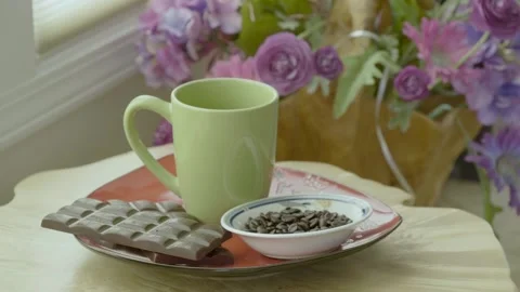 A cup of coffee on a table Video stock 155451512
